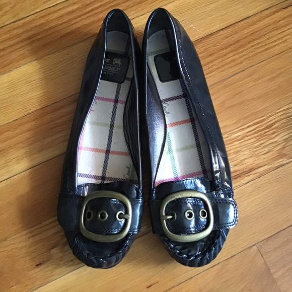 Coach Shoes - COACH black patent leather flats w/buckle size 8 Coach Shoes - COACH black patent leather flats w/buckle size 8